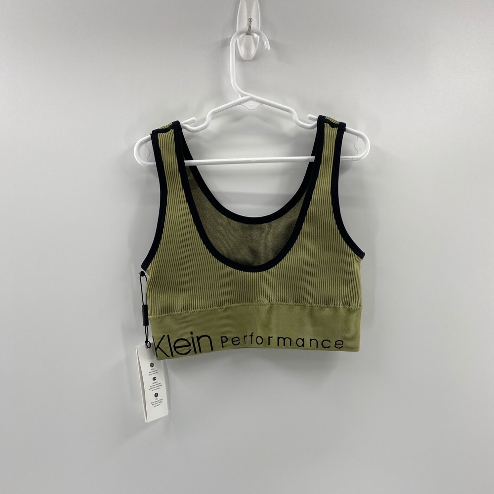 Calvin Klein Performance ‘Olive/Black’ Seamless Impact Bra Woman’s Size XSmall - Picture 2 of 2